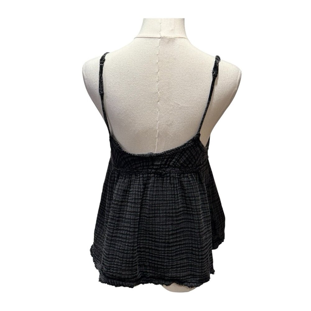 UO Out From Under Mila Gauze Flyaway Babydoll Cami Top Black Women’s Medium - Picture 5 of 14